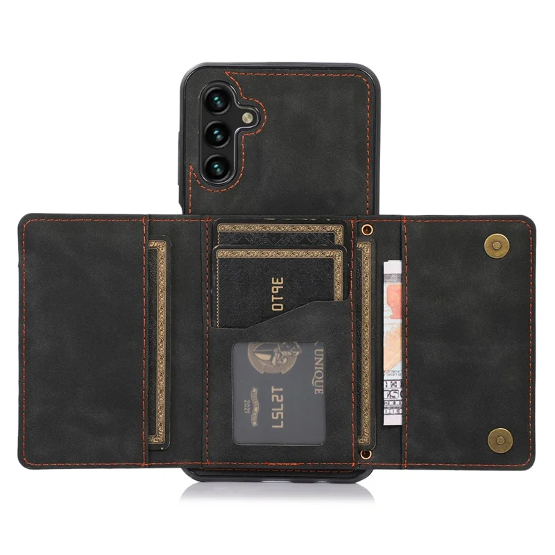 Capa para Samsung Galaxy S25 / S24 Carteira Dobrável com Suporte, Couro PU + Capa Traseira TPU - Preto