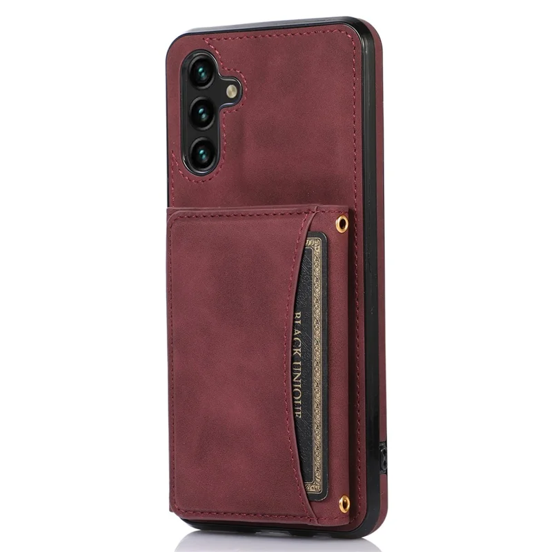 For Samsung Galaxy S25+ / S24+ Phone Case Tri-Fold Wallet Kickstand PU Leather + TPU Back Cover - Red