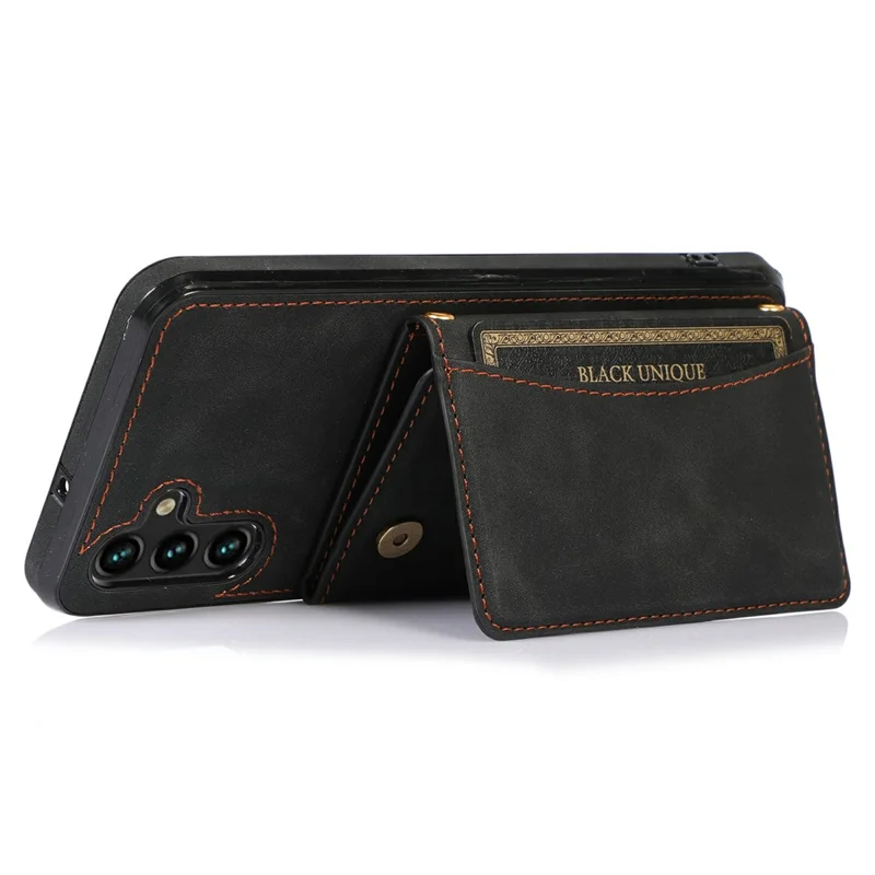 Voor Samsung Galaxy A16 4G / 5G telefoonhoesje tri-fold portemonnee standaard PU leer + TPU achterkant - Zwart
