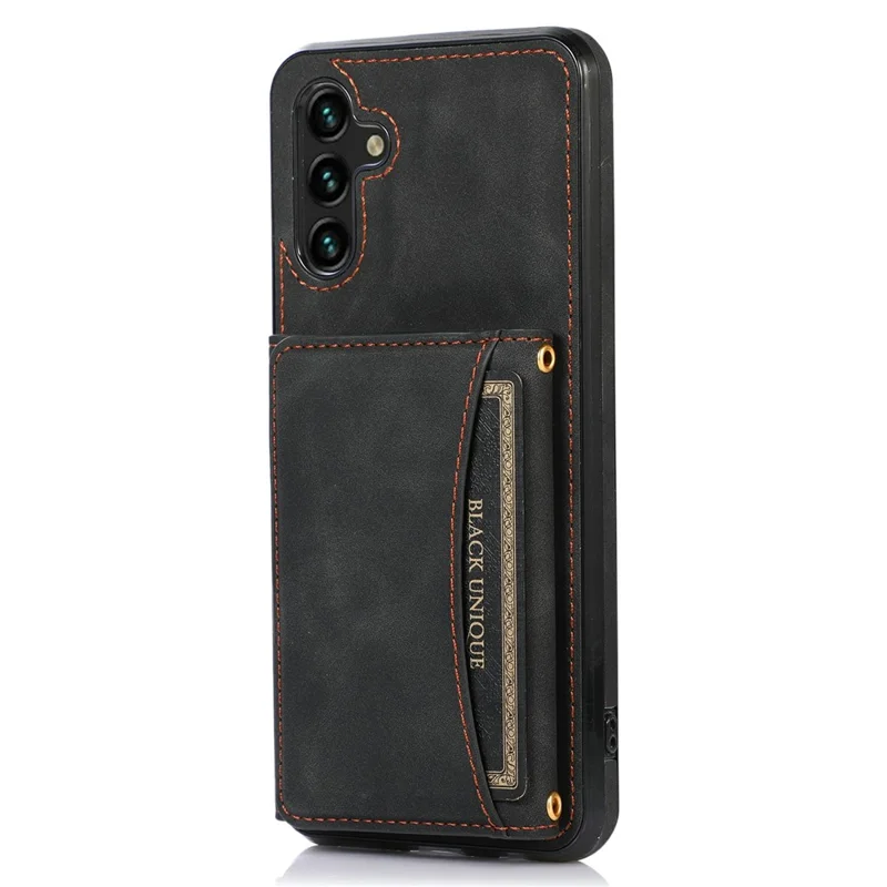 For Samsung Galaxy A35 5G Phone Case Tri-Fold Wallet Kickstand PU Leather + TPU Back Cover - Black