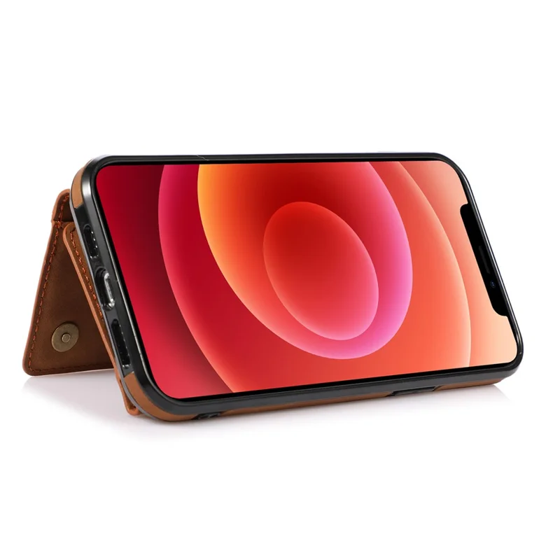 For iPhone 15 Pro Max Phone Case Tri-Fold Wallet Kickstand PU Leather + TPU Back Cover - Brown