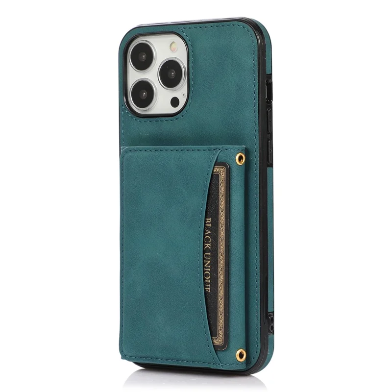 For iPhone 16 Pro Max Phone Case Tri-Fold Wallet Kickstand PU Leather + TPU Back Cover - Blue