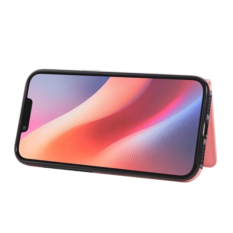 For iPhone 16e Case Card Holder Kickstand Leather + TPU Phone Cover with Ring Holder - Rose Gold