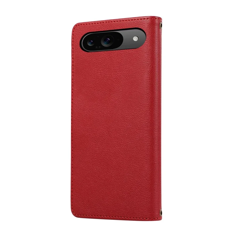 For Google Pixel 9 / 9 Pro Case Multi Card Slots Zipper Leather Phone Cover with Shoulder Strap / Wrist Strap - Red