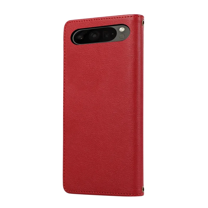 For Google Pixel 9 Pro XL Case Multi Card Slots Zipper Leather Phone Cover with Shoulder Strap / Wrist Strap - Red