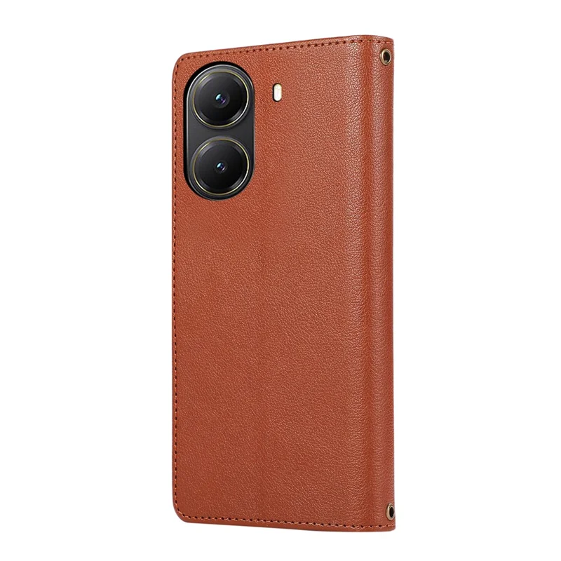 Per Xiaomi Poco X7 Pro 5G / Redmi Turbo 4 5G Cover in pelle con cerniera, scomparti per schede e tracolla/cinturino da polso - Marrone