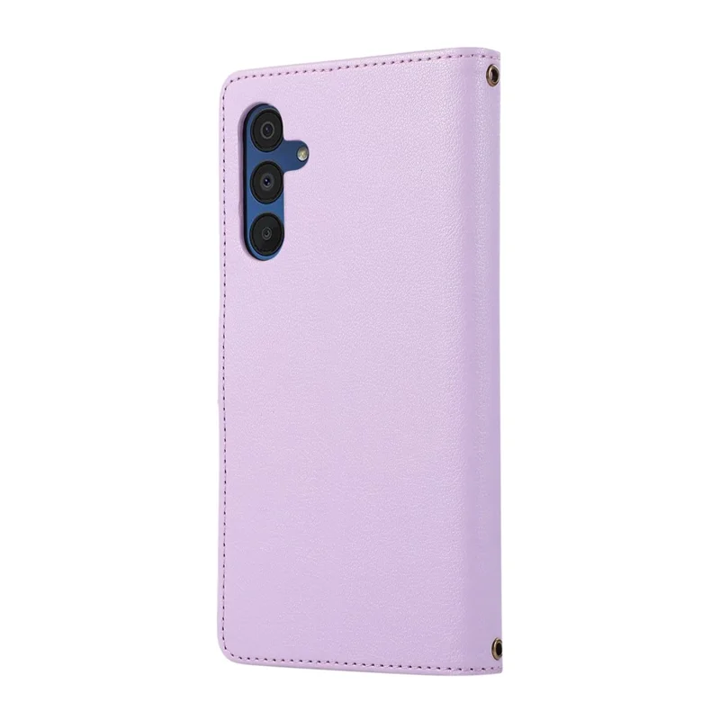 For Samsung Galaxy A56 5G Case Multi Card Slots Zipper Leather Phone Cover with Shoulder Strap / Wrist Strap - Purple
