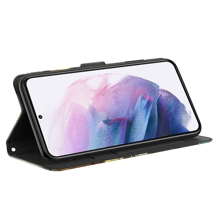 For Samsung Galaxy S23 3D Pattern Printed PU Leather Case Shockproof Phone Foldable Stand Wallet Cover with Strap - Cat and Tiger