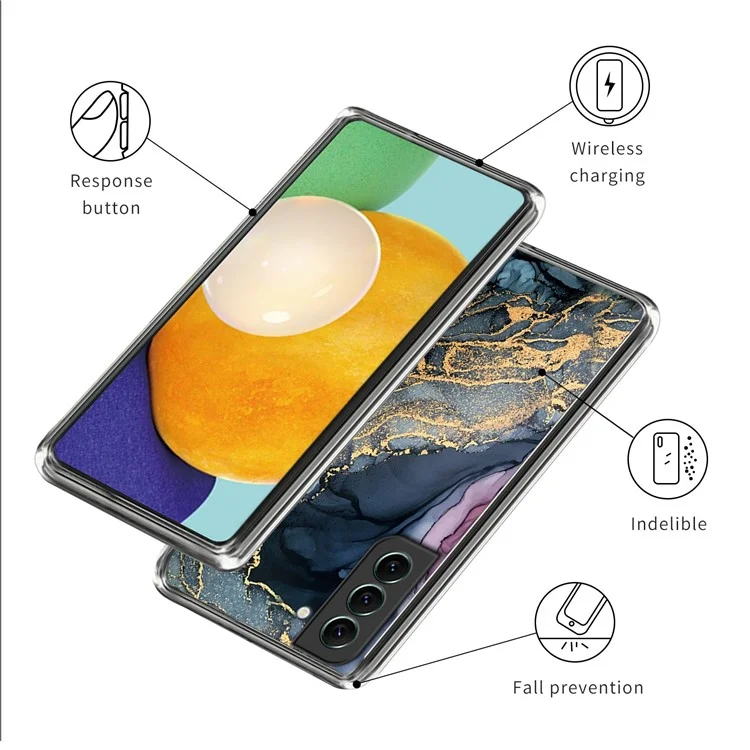 Para Samsung Galaxy S23 Abstract Marble Pattern Printed Phone Case IMD TPU Shockproof Protective Cover - Style K