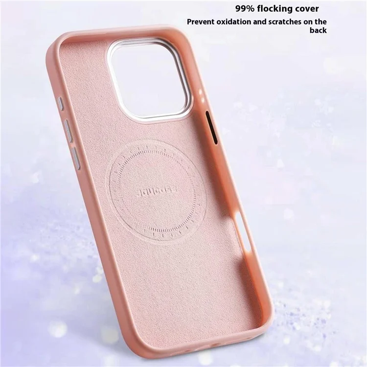 JAUCASE For iPhone 16 Pro Case Compatible with MagSafe Textured PU + TPU + PC Phone Back Cover - Pink