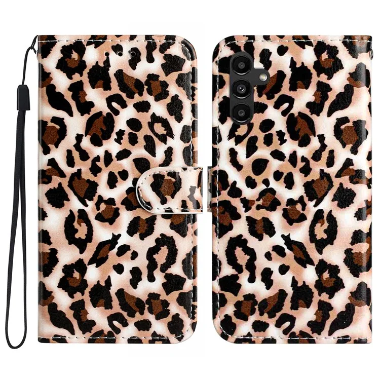For Samsung Galaxy S25 FE Wallet Case Printed Pattern Design Leather Phone Cover - Leopard Print