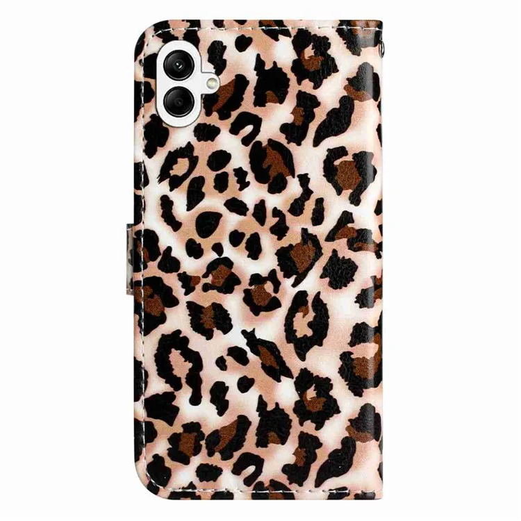 Funda tipo cartera de cuero con estampado de leopardo para Samsung Galaxy A07, con soporte y diseño impreso