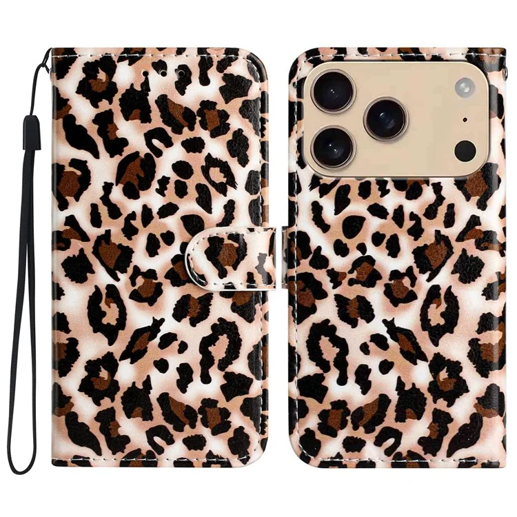 Für iPhone 17 Pro Geldbörsen-Hülle mit gedrucktem Musterdesign Leder Handyhülle - Leopardenmuster