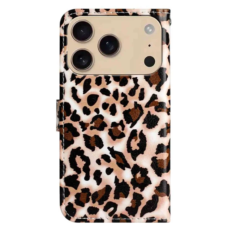 Für iPhone 17 Pro Geldbörsen-Hülle mit gedrucktem Musterdesign Leder Handyhülle - Leopardenmuster