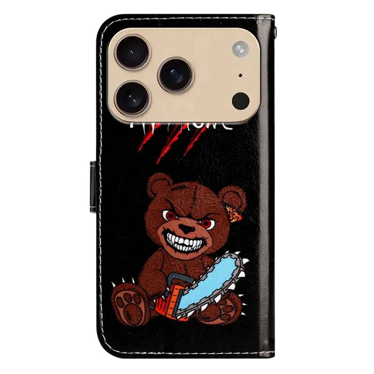 For iPhone 17 Pro Wallet Case Printed Pattern Design Leather Phone Cover - Don't Touch My Phone