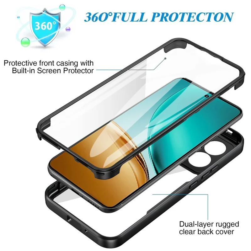 For Realme 14 5G Case Acrylic + TPU Clear Phone Cover with PET Screen Film - Black