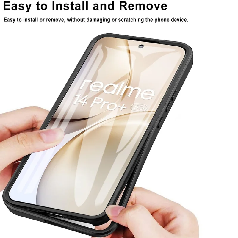 Capa para Realme 14 Pro+ 5G em Acrílico + TPU Transparente com Película de Tela PET - Preto