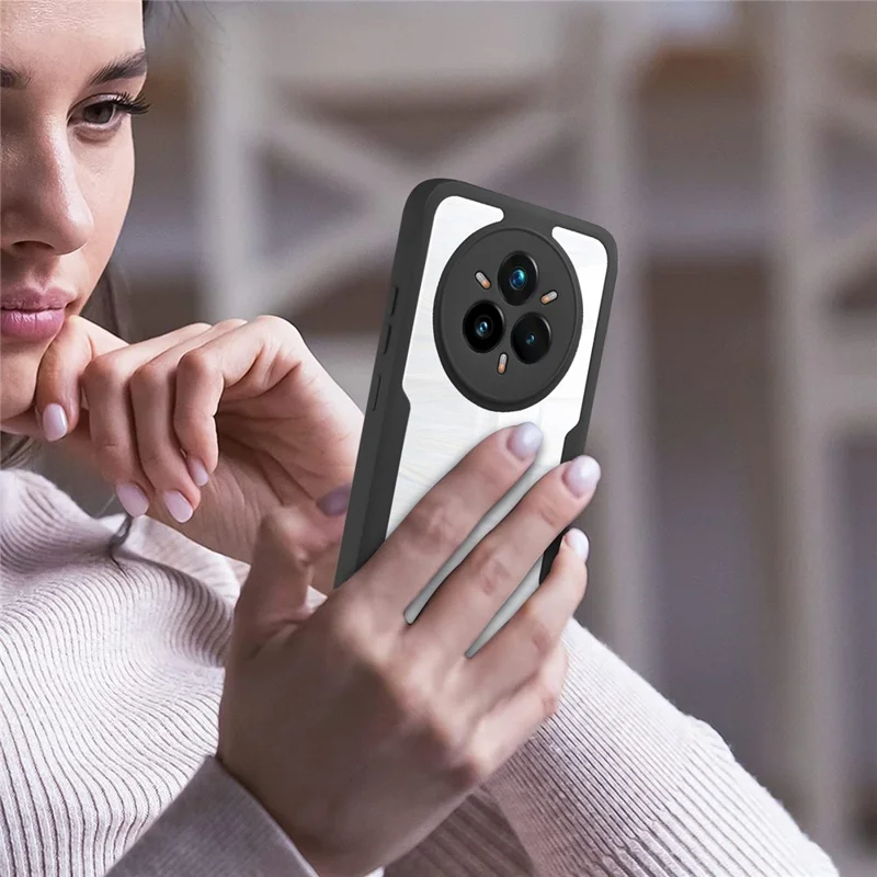 Capa para Realme 14 Pro+ 5G em Acrílico + TPU Transparente com Película de Tela PET - Preto