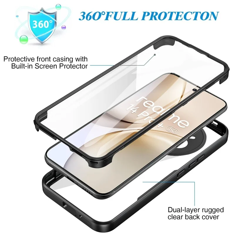 For Realme 14 Pro+ 5G Case Acrylic + TPU Clear Phone Cover with PET Screen Film - Blue