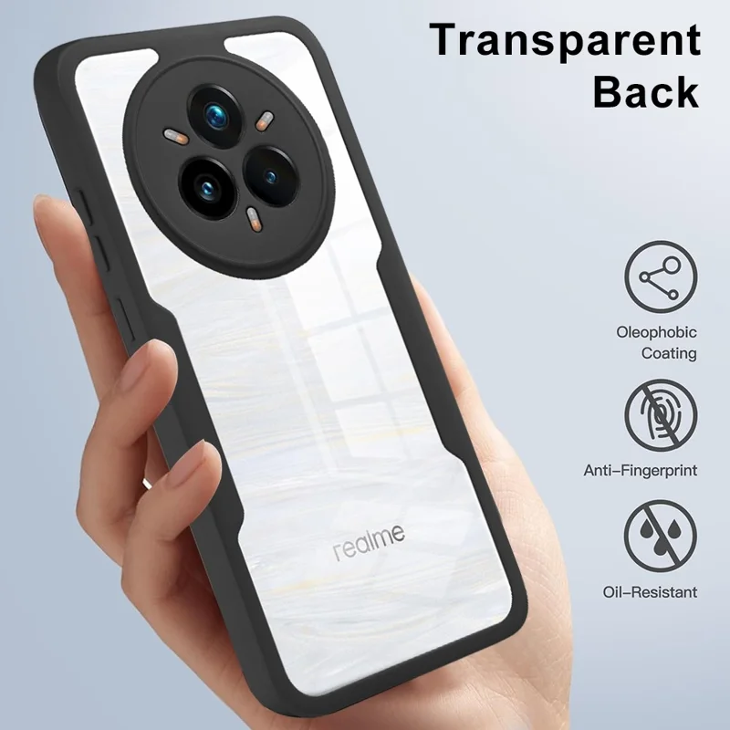 For Realme 14 Pro+ 5G Case Acrylic + TPU Clear Phone Cover with PET Screen Film - Blue
