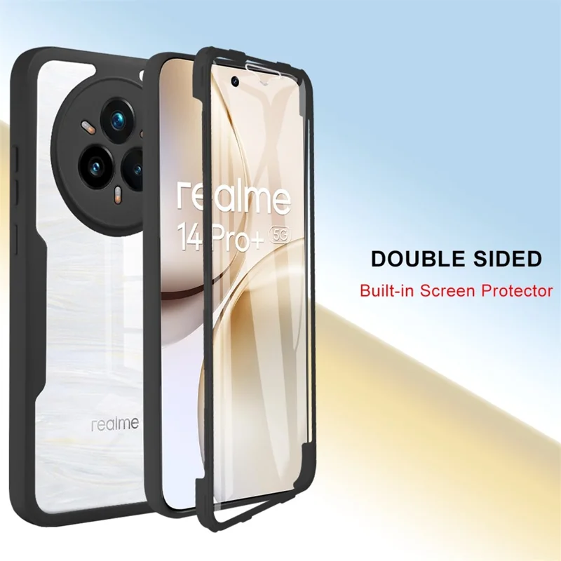 For Realme 14 Pro+ 5G Case Acrylic + TPU Clear Phone Cover with PET Screen Film - Blue