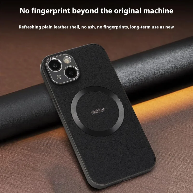 DEKKER For iPhone 15 Case Compatible with MagSafe PU + TPU Phone Back Cover - Black