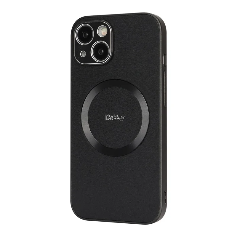 DEKKER For iPhone 15 Case Compatible with MagSafe PU + TPU Phone Back Cover - Black