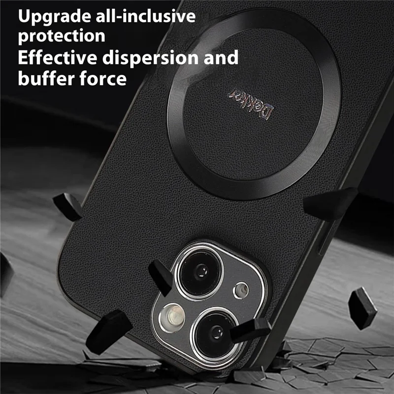 DEKKER For iPhone 15 Case Compatible with MagSafe PU + TPU Phone Back Cover - Black