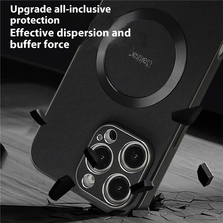 DEKKER For iPhone 16 Pro Max Case Compatible with MagSafe PU + TPU Phone Back Cover - Black