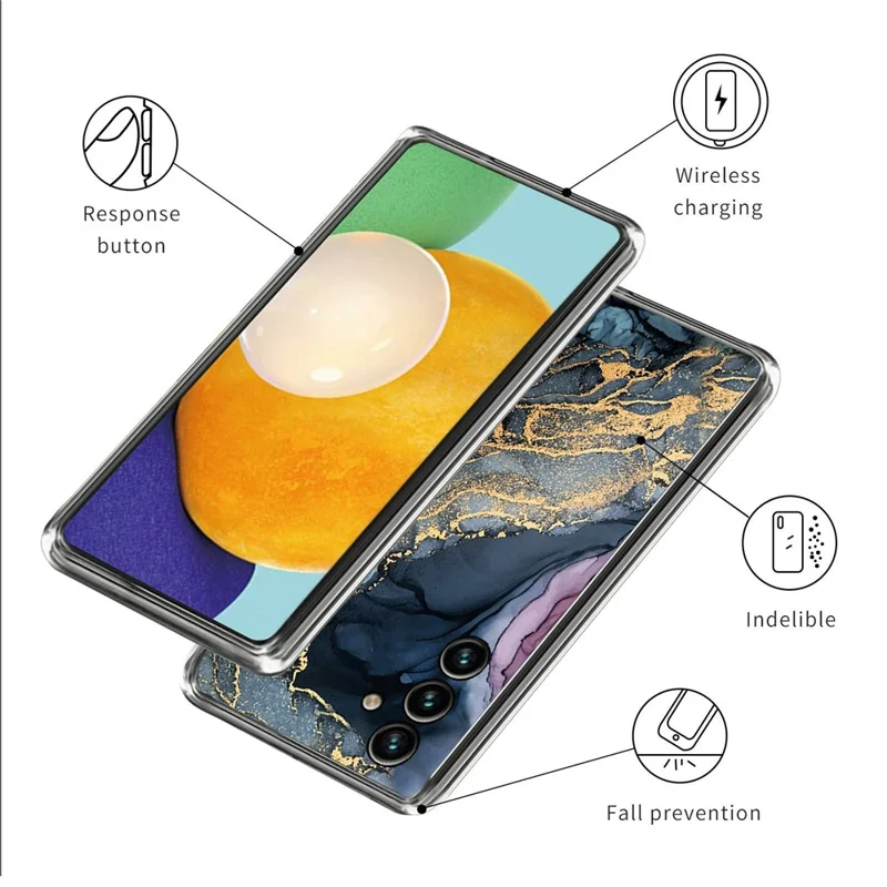 Voor Samsung Galaxy A14 5G / A14 4G Abstract Marmeren Telefoonhoesje Patroonbedrukking IMD TPU Krasbestendige Beschermer - Stijl K
