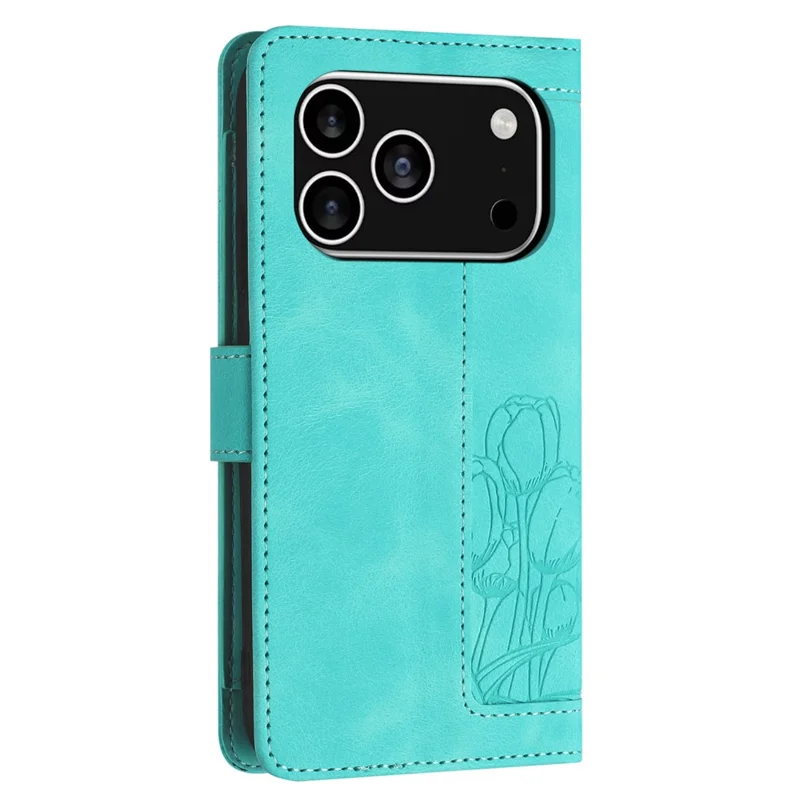 Für iPhone 17 Pro Hülle Tulpe Leder Handyhülle mit 5 Kartenfächern Brieftasche - Grün