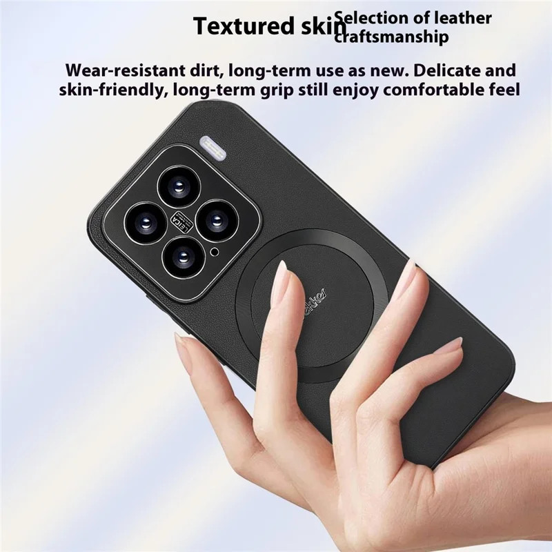 DEKKER For Xiaomi 15 Case Compatible with MagSafe PU + TPU Phone Back Cover - Black