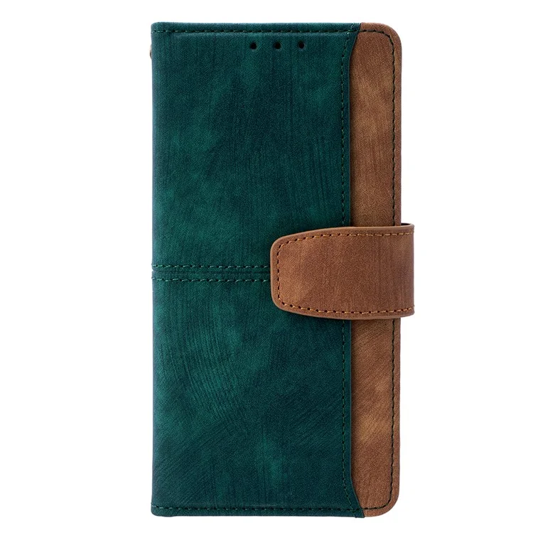 For Samsung Galaxy S25+ Case RFID Blocking Color Splicing PU Leather Wallet Phone Cover - Green