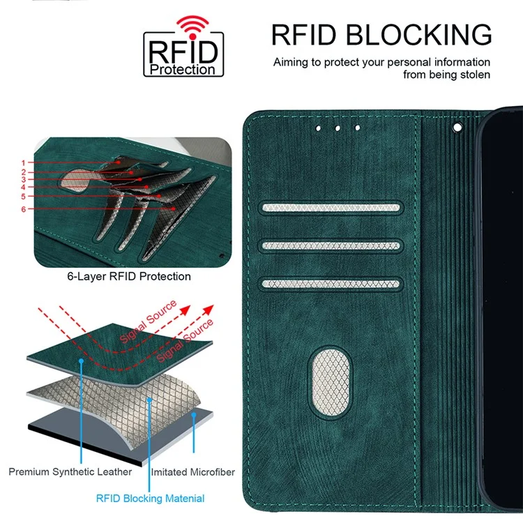 For Samsung Galaxy S25 Ultra Case RFID Blocking Color Splicing PU Leather Wallet Phone Cover - Green