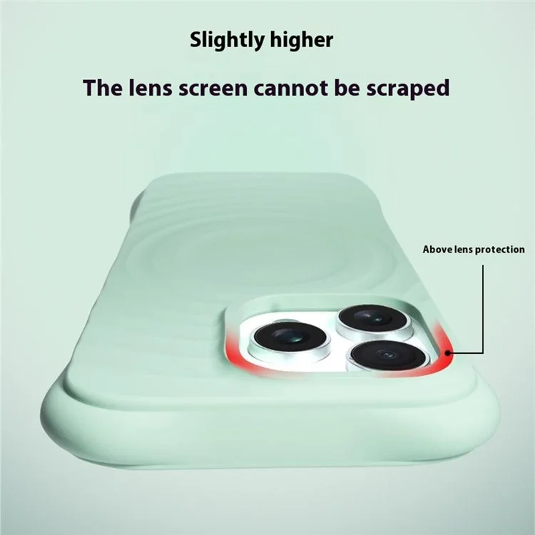For iPhone 16 Pro Magnetic Case with Ai Photo Botton Ripple Texture Liquid Silicone Phone Cover - Green