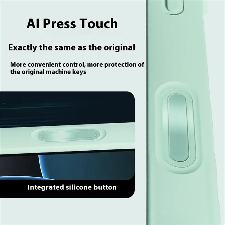 For iPhone 16 Pro Max Magnetic Case with Ai Photo Botton Ripple Texture Liquid Silicone Phone Cover - Green