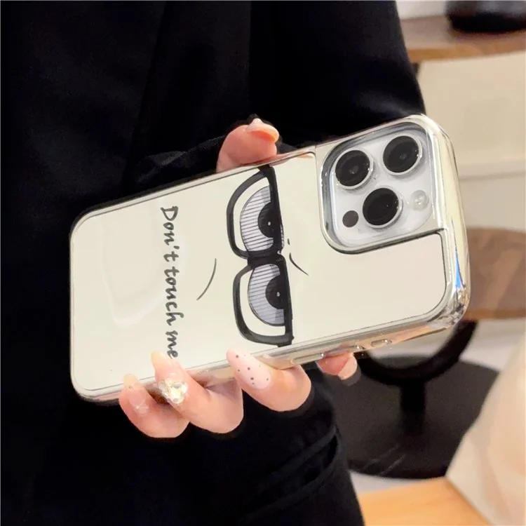 For iPhone 16 Pro Max Case Eyes Glass Pattern Electroplating TPU Acrylic Phone Back Cover
