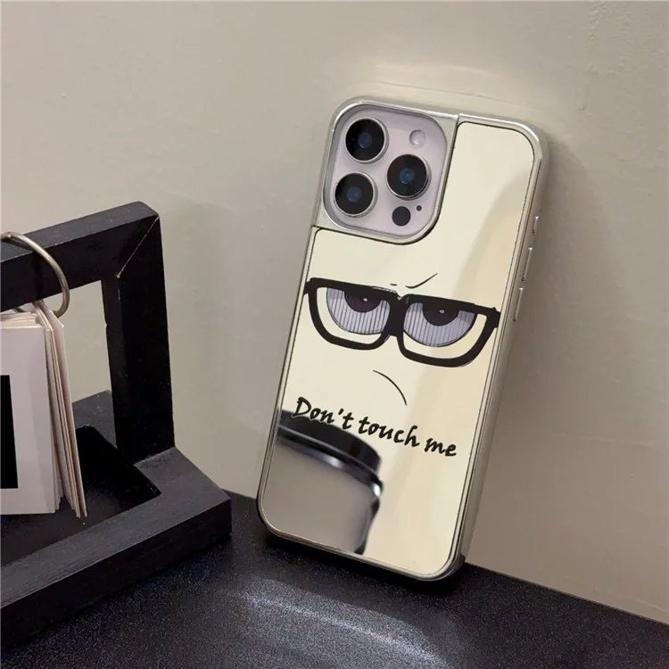For iPhone 16 Pro Max Case Eyes Glass Pattern Electroplating TPU Acrylic Phone Back Cover
