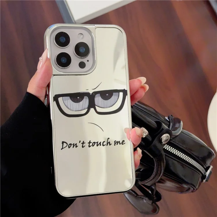 For iPhone 16 Pro Case Eyes Glass Pattern Electroplating TPU Acrylic Phone Back Cover