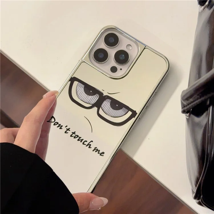 For iPhone 15 Pro Max Case Eyes Glass Pattern Electroplating TPU Acrylic Phone Back Cover