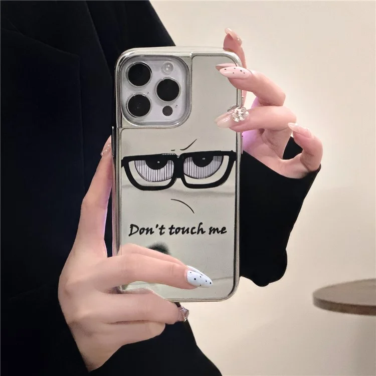 For iPhone 15 Pro Case Eyes Glass Pattern Electroplating TPU Acrylic Phone Back Cover