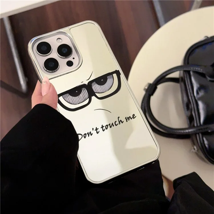 For iPhone 15 Pro Case Eyes Glass Pattern Electroplating TPU Acrylic Phone Back Cover