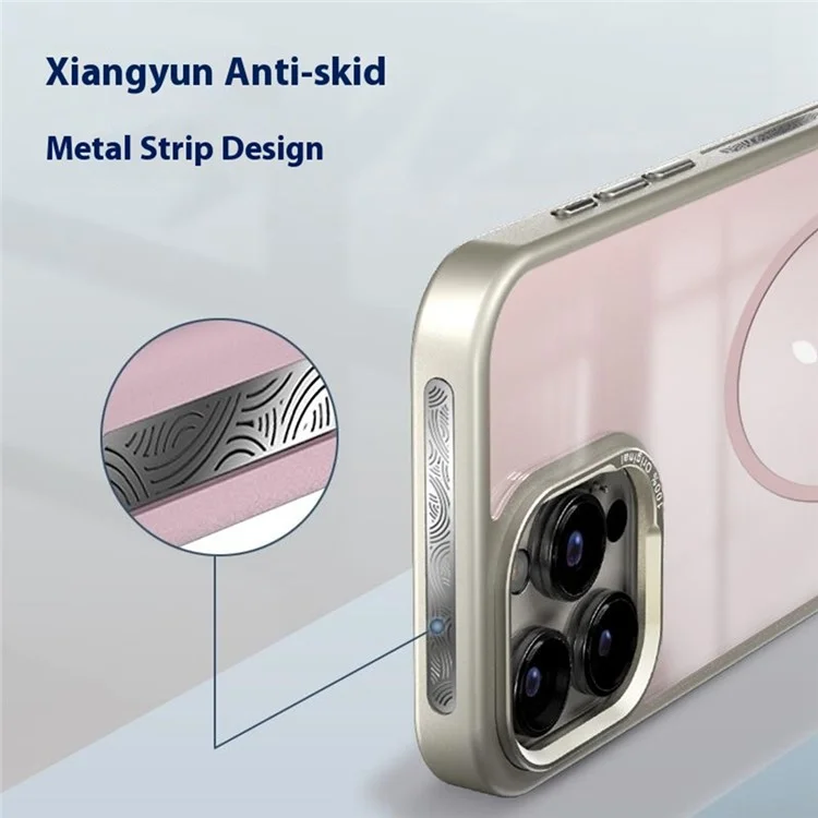 For iPhone 16 Pro Case Compatible with MagSafe Metal Lens Frame TPU + Acrylic Phone Back Cover - Silver