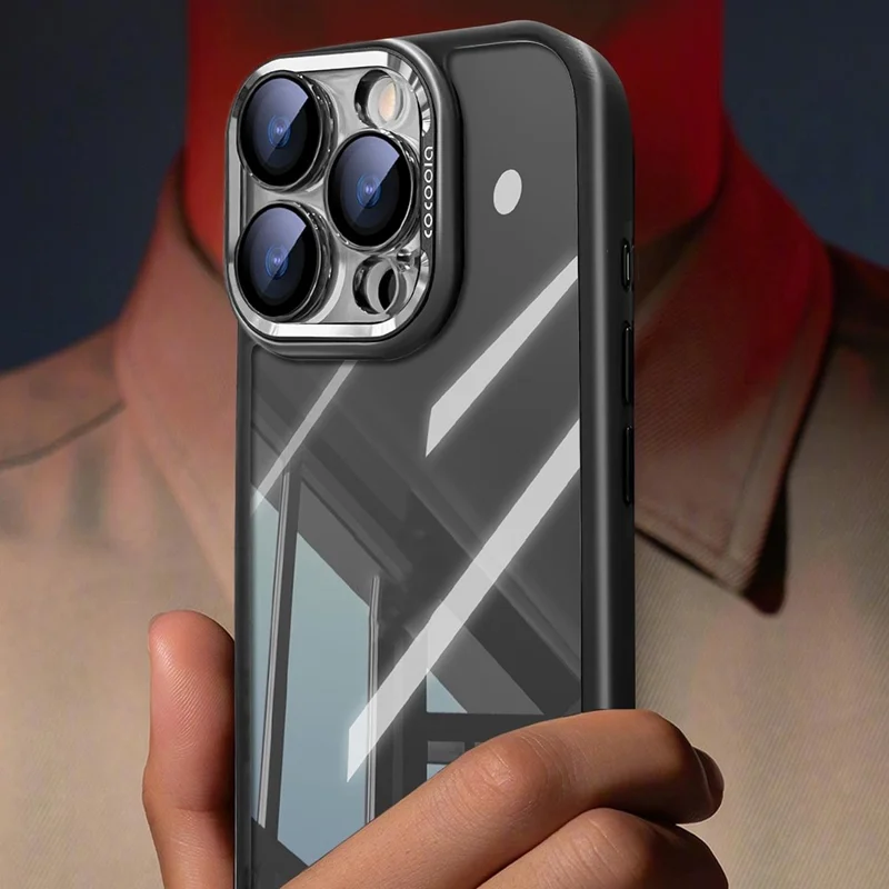 For iPhone 16 Pro Case PC + TPU Transparent Phone Cover with Detachable Camera Lens Film - Grey