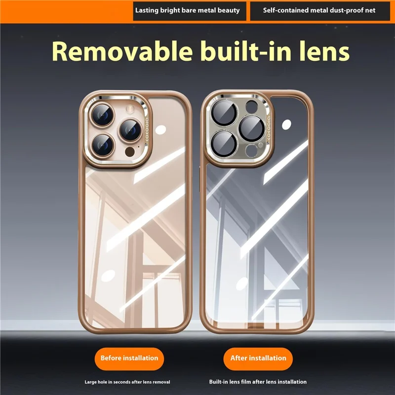 For iPhone 16 Pro Case PC + TPU Transparent Phone Cover with Detachable Camera Lens Film - Grey