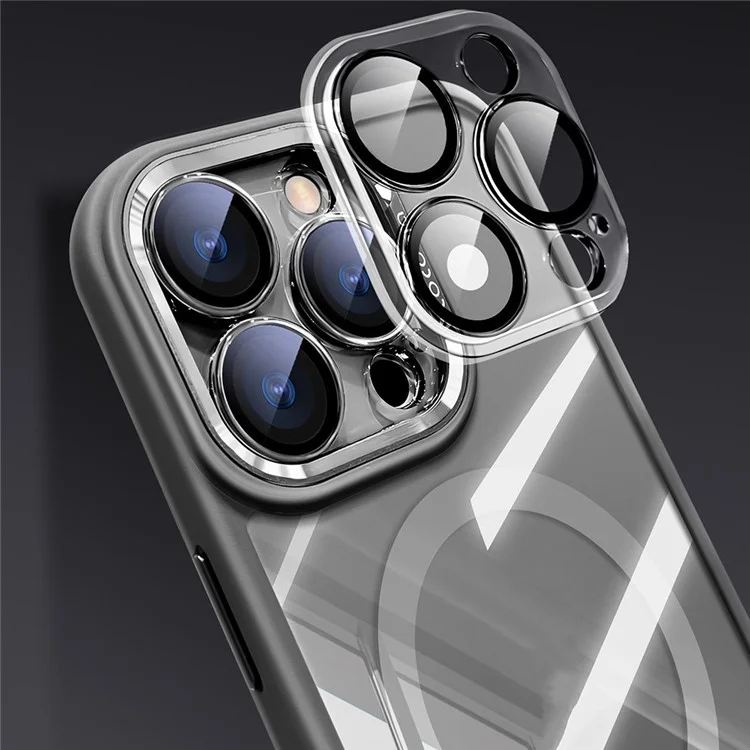 For iPhone 16 Pro Case Compatible with MagSafe PC + TPU Phone Cover with Detachable Camera Lens Film - Grey