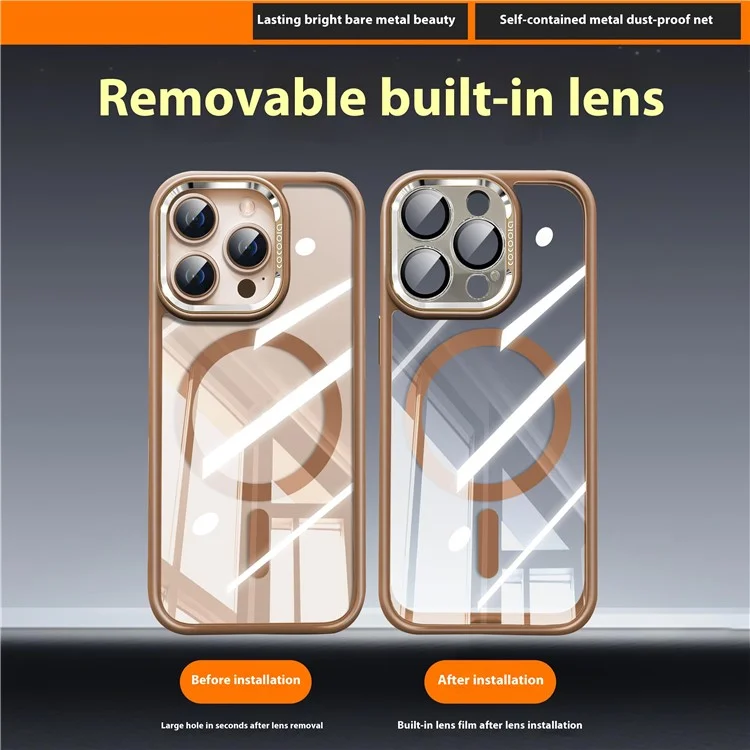 For iPhone 16 Pro Case Compatible with MagSafe PC + TPU Phone Cover with Detachable Camera Lens Film - Grey