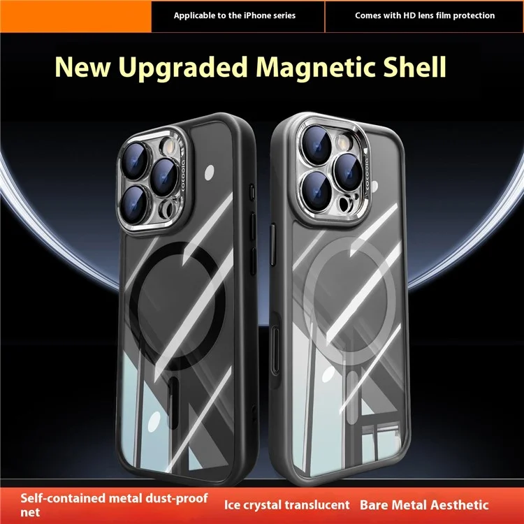 For iPhone 16 Pro Case Compatible with MagSafe PC + TPU Phone Cover with Detachable Camera Lens Film - Grey