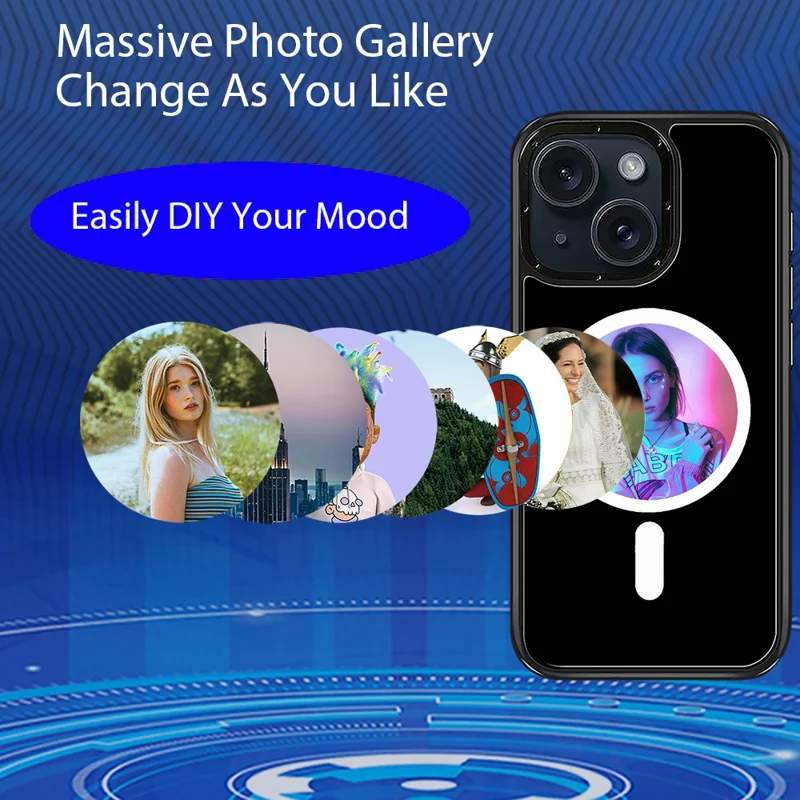 For iPhone 15 E-Ink Phone Case Compatible with MagSafe NFC 6-Color TPU + PC Back Cover