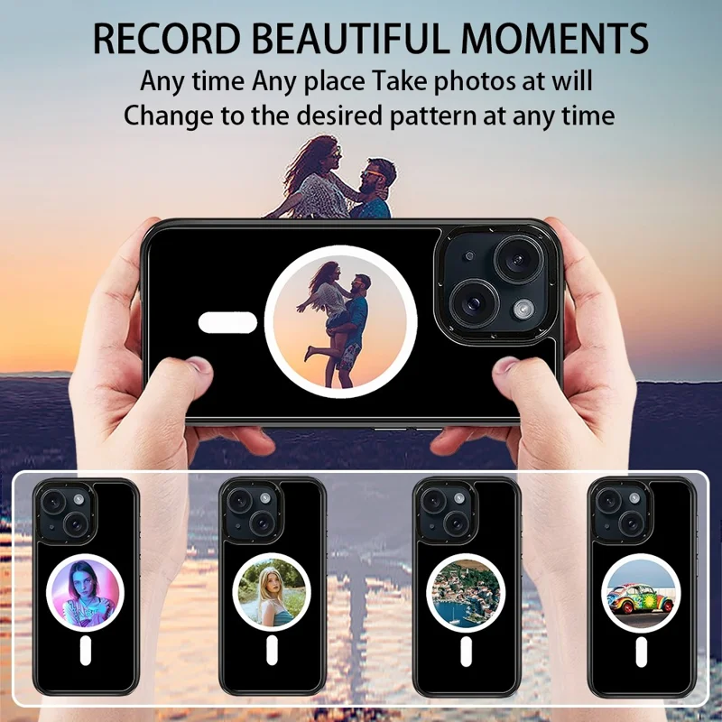 For iPhone 15 E-Ink Phone Case Compatible with MagSafe NFC 6-Color TPU + PC Back Cover
